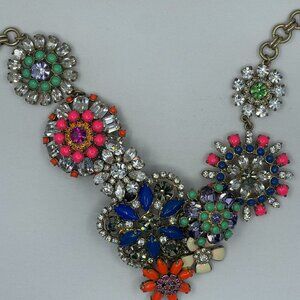 vintage J Crew neon rhinestone collar necklace
